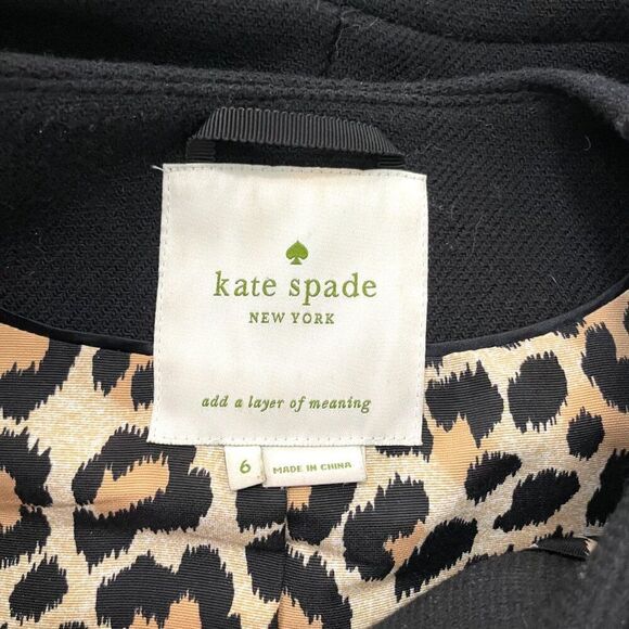 Kate Spade ETTA Wool Bow Coat Black | Size 6 - Picture 6 of 11